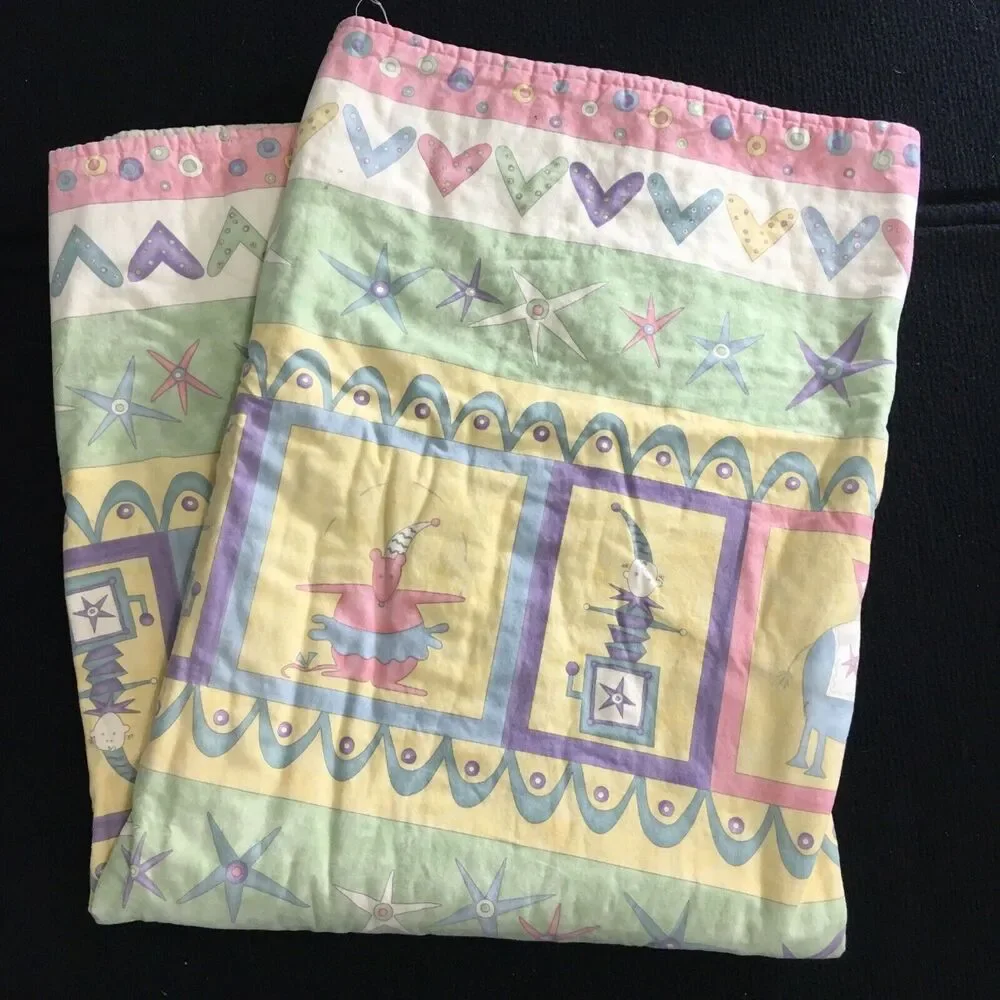 Vintage Baby Quilt Made With Love 39”X 58” Pastel Multi‎ color Nursery Decor